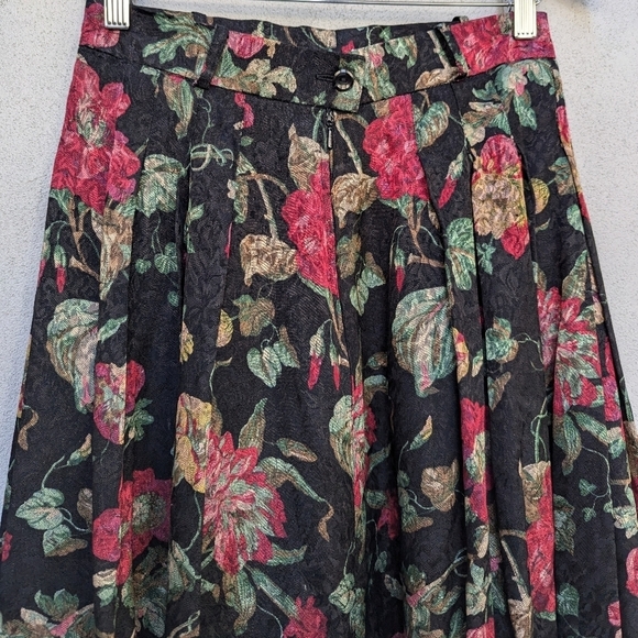 Vintage Cottagecore Jacquard Floral Maxi Skirt - Romantic Pleated Prairie - 42 - Picture 8 of 15